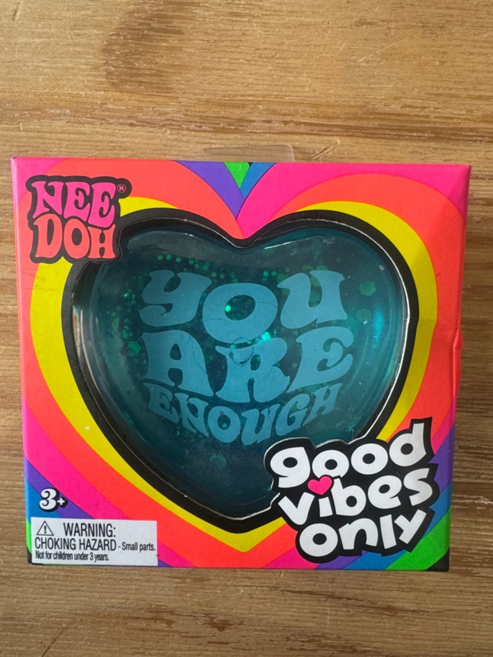 NeeDoh Heart Stress Ball - Teal "You Are Enough"